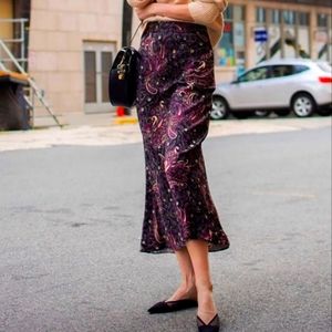 & Other Stories Flowy Paisley Satin Midi Skirt